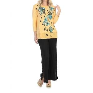 NEW JESS & JANE freshia mineral washed cotton georgette contrast top in multi